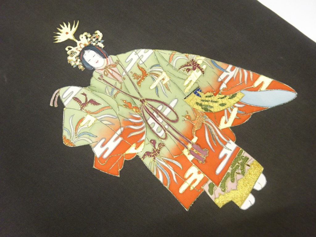 JAPANESE KIMONO / ANTIQUE NAGOYA OBI / SILK / SHIOZE / HAND PAINTED / NOH ACTOR